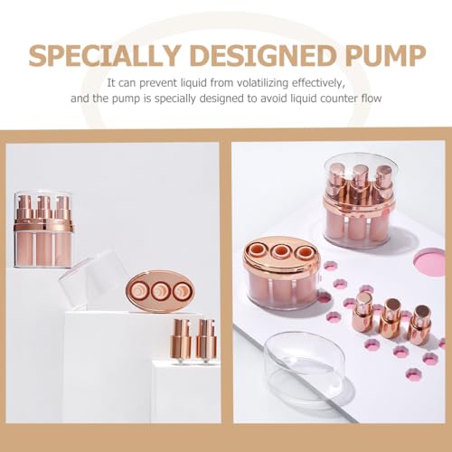 Image of Healeved Mini Lotion Bottle 3-Pack Refillable Cosmetic Container Portable Push Down Pump Dispenser for Travel Skincare Creams Serums Makeup Remover 3.89X2.94X1.29 Inches