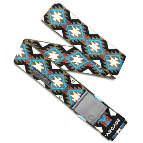 Arcade Belts A2 Twilight Unisex Adventure Belt: Heavy Duty Stretch, Metal Free Buckle, Oat/Turquoise