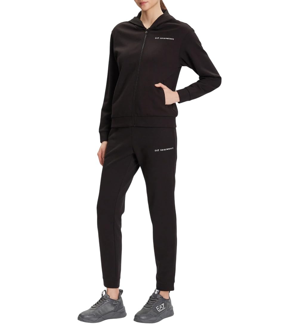 Emporio Armani EA7 Tuta da Donna Logo Series in Misto Cotone Felpato, 7W000802