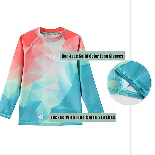 Image of Girls Long Sleeve Swim Shirt Rash Guard for Girls One Piece Bathing Suits with UPF 50+ Sun Protection 3-16 Years