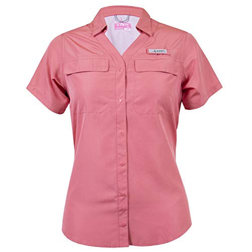 HABIT Women's Fishing Guide Shirt, Tea Rose, Large-Short Sleeve