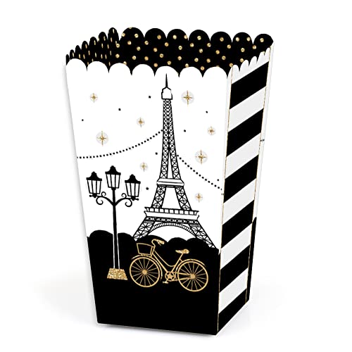 Big Dot of Happiness Stars Over Paris - Parisian Themed Party Favor Popcorn Treat Boxes - Set of 12