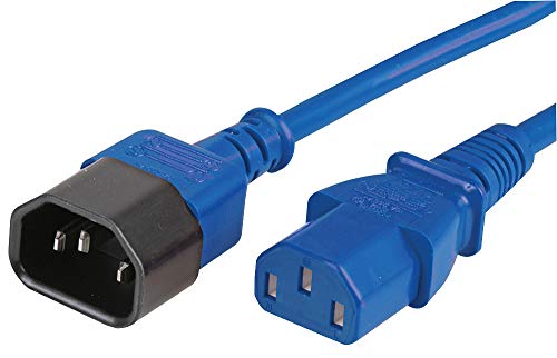Pro Elec PELR0011 IEC male C14 to Female C13 Extension Lead, Blue, 5 m, 10A, 250V, Blue, 5m, 10A, 250V