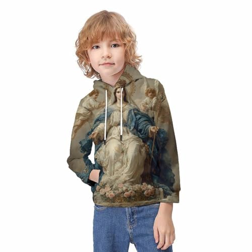 Sweat à capuche garçon 11-13 ans imprimé 3D anges avec poches - 3