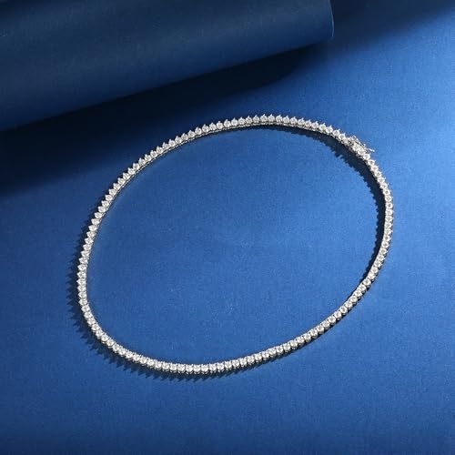 Gemsme 18K White/Yellow Gold Plated Cubic Zirconia Classic Tennis Necklace for Women, White Gold Plated, Brass2