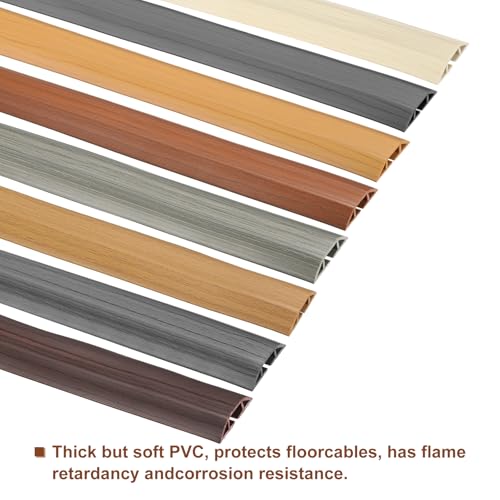 HARFINGTON protector para cables en piso 8ft, canal interno 0.55 x 0.28 pulgadas, PVC color beige madera miniatura 5