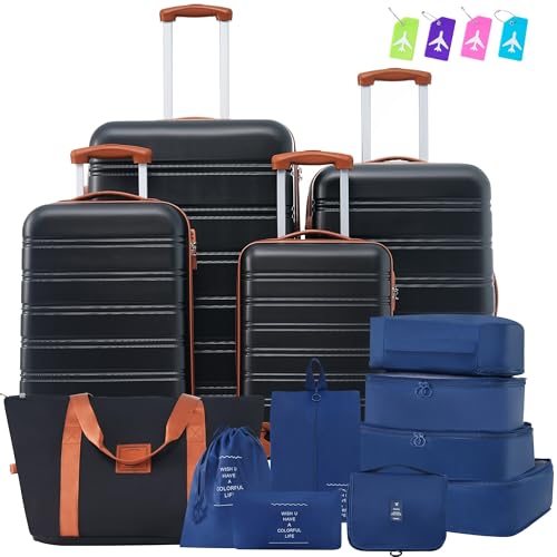 Bed Bath & Beyond Hardshell Luggage Sets 4 pcs with Bag Spinner Suitcase Blue4