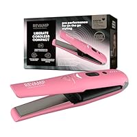 REVAMP Liberate Cordless Compact Ceramic Hair Straightener - Cordless Hair Straighteners, Rechargeable Battery Travel Straightener, Portable Straighteners for Straight, Curl & Wavy Styles - Pink