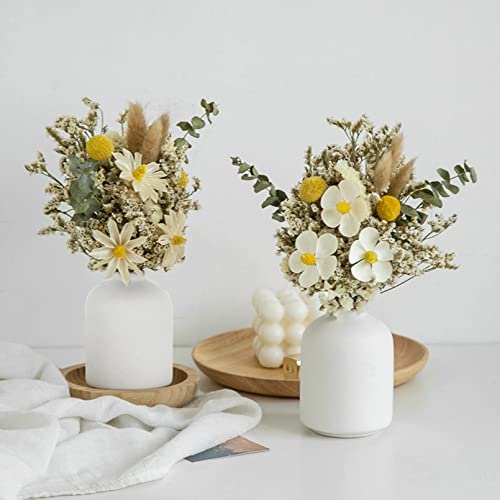 Set of 2 Ceramic Vase for Flower, Small Decorative Flower Vase Set for Home Decor, Living Room, Table, Kitchen, Wedding, Office, White - Cosy Home Interiors Set of 2 Ceramic Vase for Flower, Small Decorative Flower Vase Set for Home Decor, Living Room, Table, Kitchen, Wedding, Office, White - Image 3