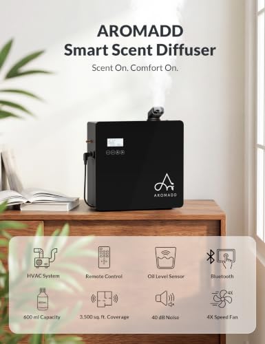Image of 2026 Upgraded 3500 Sq.Ft HVAC Scent Diffuser for Home | Smart Whole House Waterless Diffuser with App & Remote Control, Hotel Collection Diffuser, Cold Air Tech, 600mL, Black