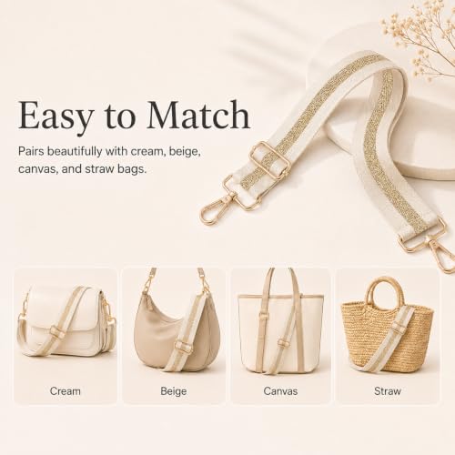 Image of chushui Metallic Thread Purse Strap for Women, Woven Replacement Bag Strap | Subtle Shine That Changes with the Light