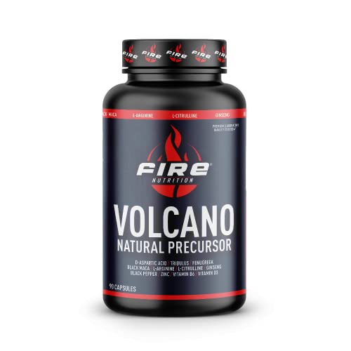 Fire Nutrition - Volcano Natural Precursor 90 caps - Aumenta Niveles de Testosterona - DAA/Tribulus/Fenogreco/Maca Negra/Arginina/Citrulina/Ginseng/Pimienta Negra/Zinc/B6/D3
