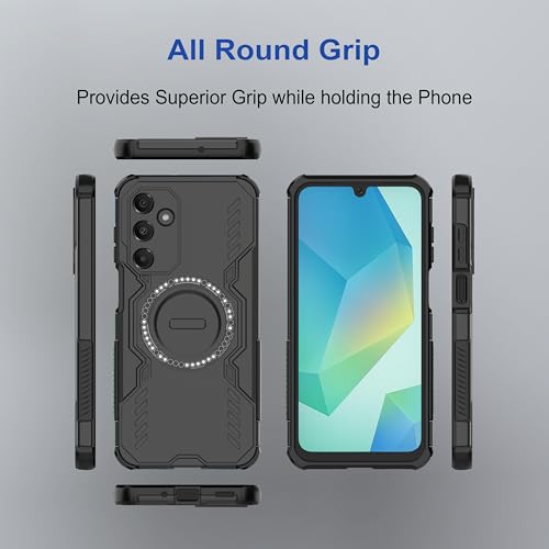Image of amazon basics Back Case Cover for Samsung Galaxy A16 5G | Magnetic Case with Built-in Metal Ring | Supports Mag-Safe Charger, Wallet & Car Mount | Shockproof Hybrid PC + TPU | Black
