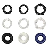 Jerbro 9 Stück Wasserdicht Silikon Super Stretch Penisringe Cockringe Zufällige Farbe, Verzögerung der Ejakulation und längere Erektion - Pleasure Ring Sexspielzeug für Männer (black blue clear)