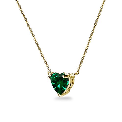 B. Brilliant Gold Choker Necklaces For Women Yellow Flash Sterling Silver Green Quartz 7Mm Heart Dainty Short Necklace For Girls Teens Prom Bridesmaids #TOP4