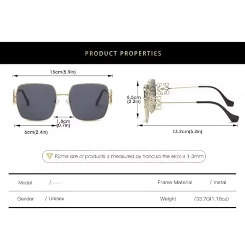 Designer Square Sunglasses - Luxury Floral Decor, Square, Retro, Polarized Lens, Trendy Aviator, UV400 Protection3