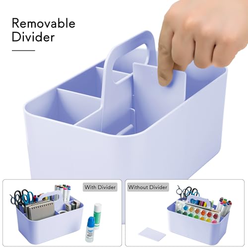 Image of Tiawudi Multipurpose Caddy Organizer, Plastic Caddy with Handle, Stackable Desk Organizer for Stationery, Marker and Pencil, Office Supplies Organizer, Dorm Caddy