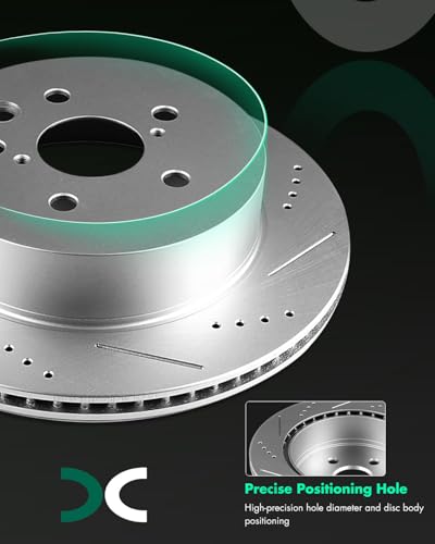 Image of SCITOO Front 12.6 inch Brake Pads and Rotors Kits Drilled Slotted Brakes Rotor