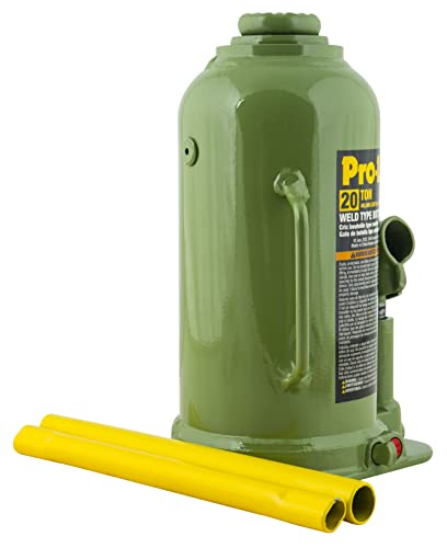 Image of Pro-Lift Welded Bottle Jack 20 Ton - (40,000 Lbs) Capacity Hydraulic Lifting with Side Pump Two-Piece Handle