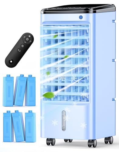 Image of 43-INCH Evaporative Air Cooler, Portable Air Conditioners w /Cool Mode & 3 Speeds, 12H Timer for Auto-Off & Remote, 1 Gallon Water Tank, Wider Oscillating, Air Cooler for Room Bedroom Office