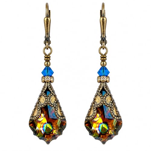 HisJewelsCreations Antique Inspired Vintage Victorian Dangle Drop Earrings for Women Jewelry Gift for Her (Peacock)