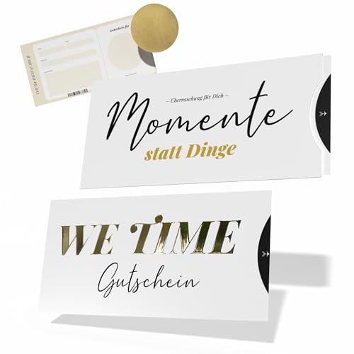 Creatastic - We Time Gutschein zum selber ausfüllen, Karte mit Golddruck, Schuber und Rubbelaufkleber, für Wellness, Reisegutschein, Gutschein...