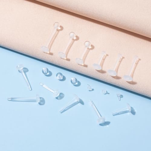 30pcs Clear Piercing Retainer for Women Men, Transparent Plastic Lip Rings Retainer, Nose Studs Retainers for Sports Work - 1/4" (6 mm), 5/16" (8 mm), 3/8" (10 mm)4