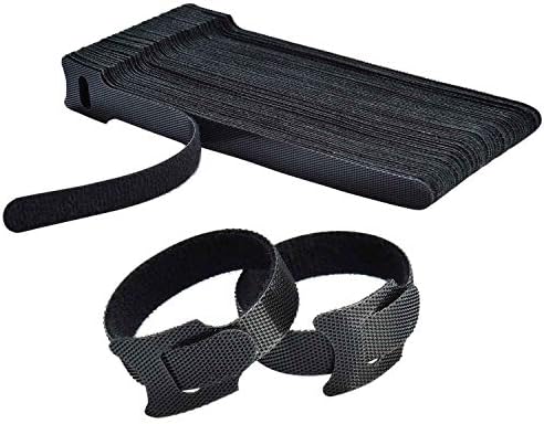 HMROPE 60PCS Fastening Cable Ties Reusable, Premium 6-Inch Adjustable Cord Ties, Microfiber Cloth Cable Management Straps Hook Loop Cord Organizer Wire Ties Reusable (Black Colors)