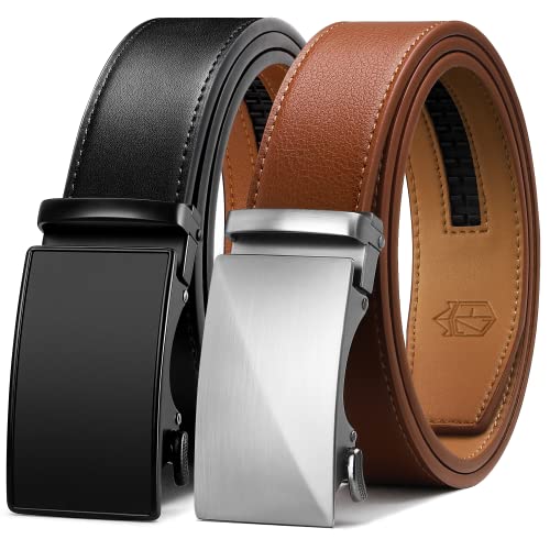 Zitahli Ratchet Belt for Men - Mens belt Leather 2 Packs with 1 3/8