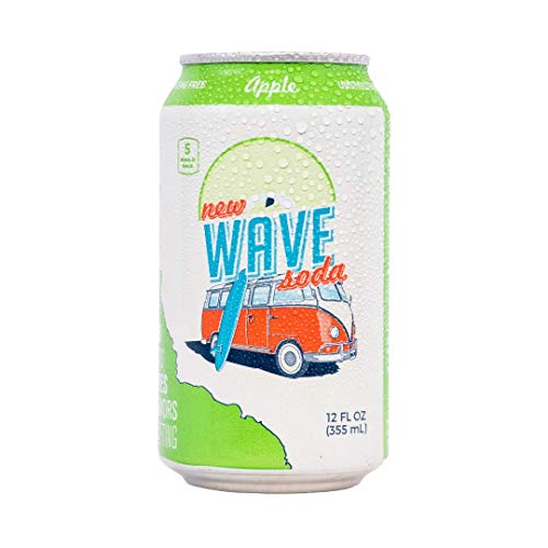 New Wave Soda Natural Fruit Soda Can Juice - Healthy Soda Apple Caffeinated Sparkling Water | Vegan, Gluten-Free, BPA-Free, Recyclable - 12 Count