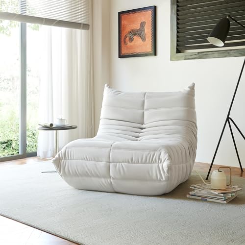 Aosaifen Bean Bag Chair - Corner Sofa, Fireside Chair Bean Bag Sofa Large Bean Bag Chair for Adults,Fireside Floor Couch for Living Room, Bedroom, Gaming & Office (Yellow, Single) (White, Single)