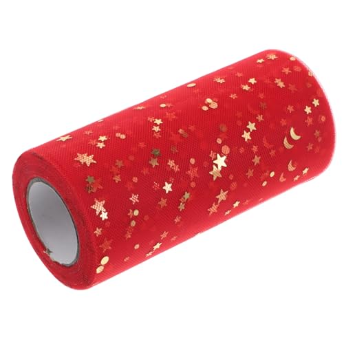 Veemoon Pailletten Tüll Tischrock Rot-Gold