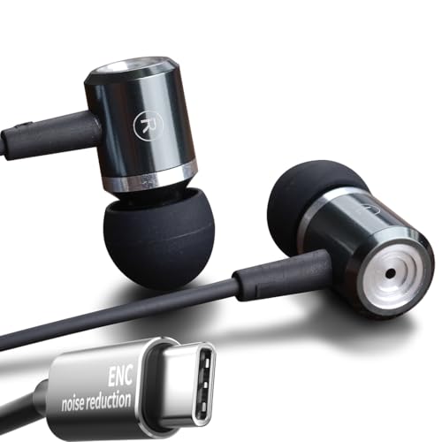 wired Ear buds with Noise Cancellation for Calls,Dynamic Bass In-ear Headphones with USB C Plug and Microphone Noise Cancelling,Sound-Isolating High fidelity earbud with DAC audio (USB Type C Plug)