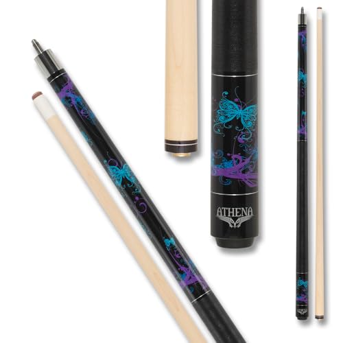 Taco de billar Athena con diseño mariposas azul y púrpura