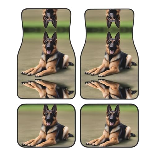 Tapis de voiture berger allemand HYTTER | Lot de 4 universels et lavables pour intérieur