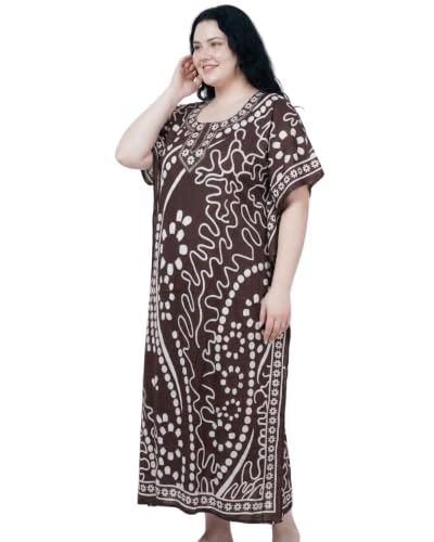 Image of Oussum Plus Size Kaftan Dresses for Women, Polyester Summer Caftan Cover Up Maxi Beach Dress, 1X-3X