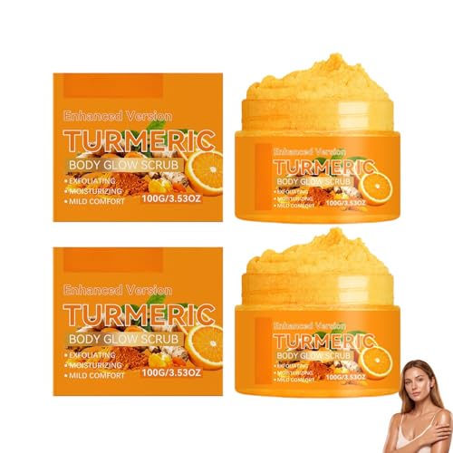 Wzmocniona kurkuma peeling do ciała, delikatnie złuszczający i nawilżający, do ciała, dłoni, stóp i strefy bikini, unisex codzienna pielęgnacja skóry (2 szt.)