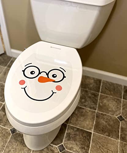 Iconikal 2-Piece Toilet Seat Cling Christmas Decoration Set, Funny Snowman #TOP2