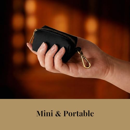 Image of Didog PU Leather Dog Poop Bag Holder, Easy-Pull with Metal Clip, Black
