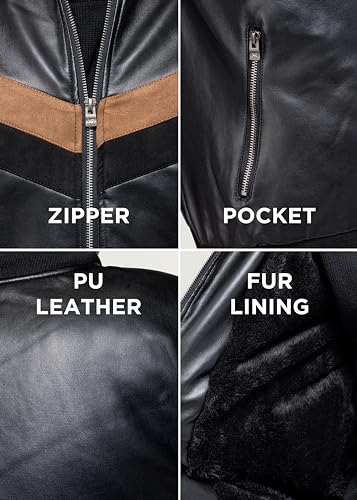 Image of X-Ray Men's Slim Fit Faux-Leather Moto Jacket with Removable Hood