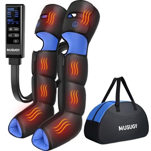 Leg Massager with Heat and Compression : Sequential Compression Boots with 6 Modes,9 Intensity and 3 Heat for Circulation and Pain Relief - Christmas Birthday for Mom, Dad, Athletes, Gym