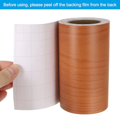 Image of PATIKIL Wood Grain Repair Tape 4.7in x33ft, Self Adhesive Realistic Textured Repair Tape Patch for Floor Door Table Cabinets Desk, Red Cherry