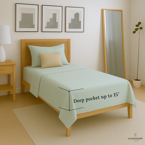 100% Egyptian Cotton Sheets Twin XL Size, 3 Pieces Dorm Essentials Bedding Set, 1000 Thread Count,Hotel Quality, Soft, Breathable and Durable, Deep Pockets up to 16, Mineral