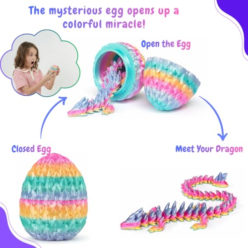 ELORION 4PCS 8,5" 3D Printed Dragon Eggs with Dragon Inside, Easter Basket Stuffers, Egg Hunt Filler for Kids by ELORION - Image 6