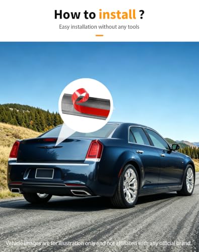 Image of Hoolcar Front Bumper Grille Emblem Cover Compatible with Chrysler 300 300C 2015+ Rear Emblem Badge Cover Trim Kit Exterior Accessories,Black
