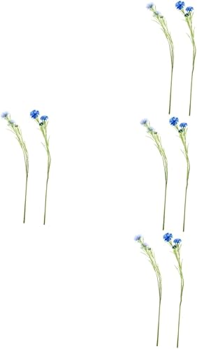 ARTIBETTER 8 piezas de flores de imitación de aciano azul de seda con tallos de tacto real falsos decoración de boda ramo artificial azul flores