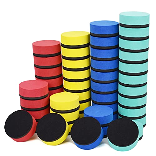 Dry Erase Erasers, Eeoyu 48 Pack Magnetic Whiteboard Dry Erasers Chalkboard Cleaner Wiper for Kids and Classroom Teacher Supplies Home and Office, 4 Assorted Colors
