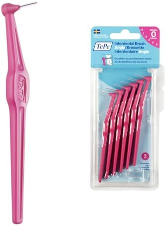 TEPE Interdental Brush Angle, Soft Dental Brush for Teeth Cleaning, Pack of 6 (Pink, 6 pack)