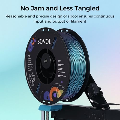 Image of Sovol Silk PLA Filament with Blue Glitter 1kg 1.75mm, Color Changeable 3D Printer Filament 2.2lbs, Chameleon Shiny PLA Material + /-0.03mm, Shimmering 3D Printing Filament, Galaxy Blue