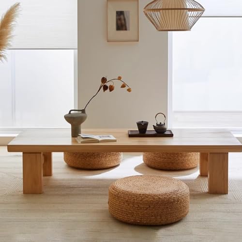 Table basse de salon en bois massif pin naturel durable 140cm